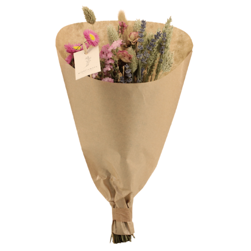 Droogbloemen veldboeket Roze - ↨35cm - Ø15cm