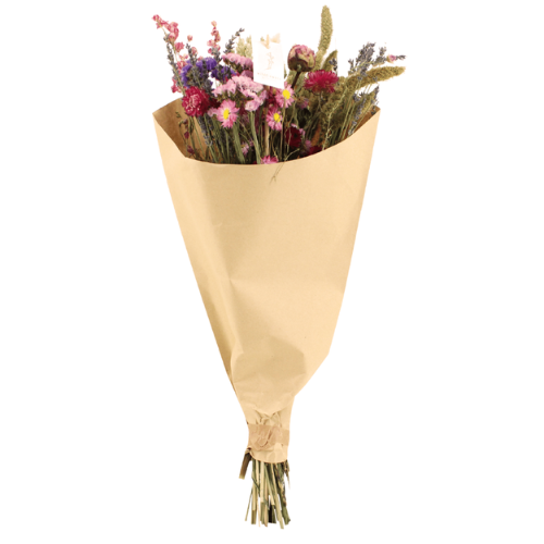 Droogbloemen veldboeket Roze - ↨60cm - Ø25cm