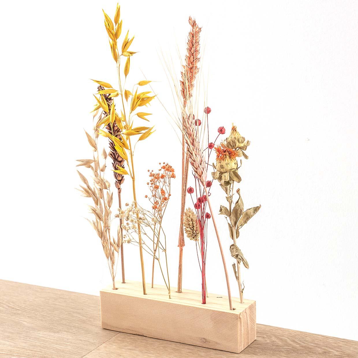 Houten Gedroogde Bloemenstand - M - Bloemen en Kruiden + Gedroogde Bloemarrangementen