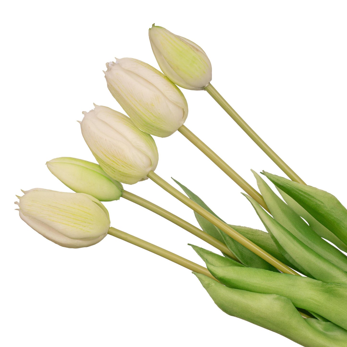 Vaas Lady 'Sunny' ↨21.5 cm + 10x real touch Tulpen Wit