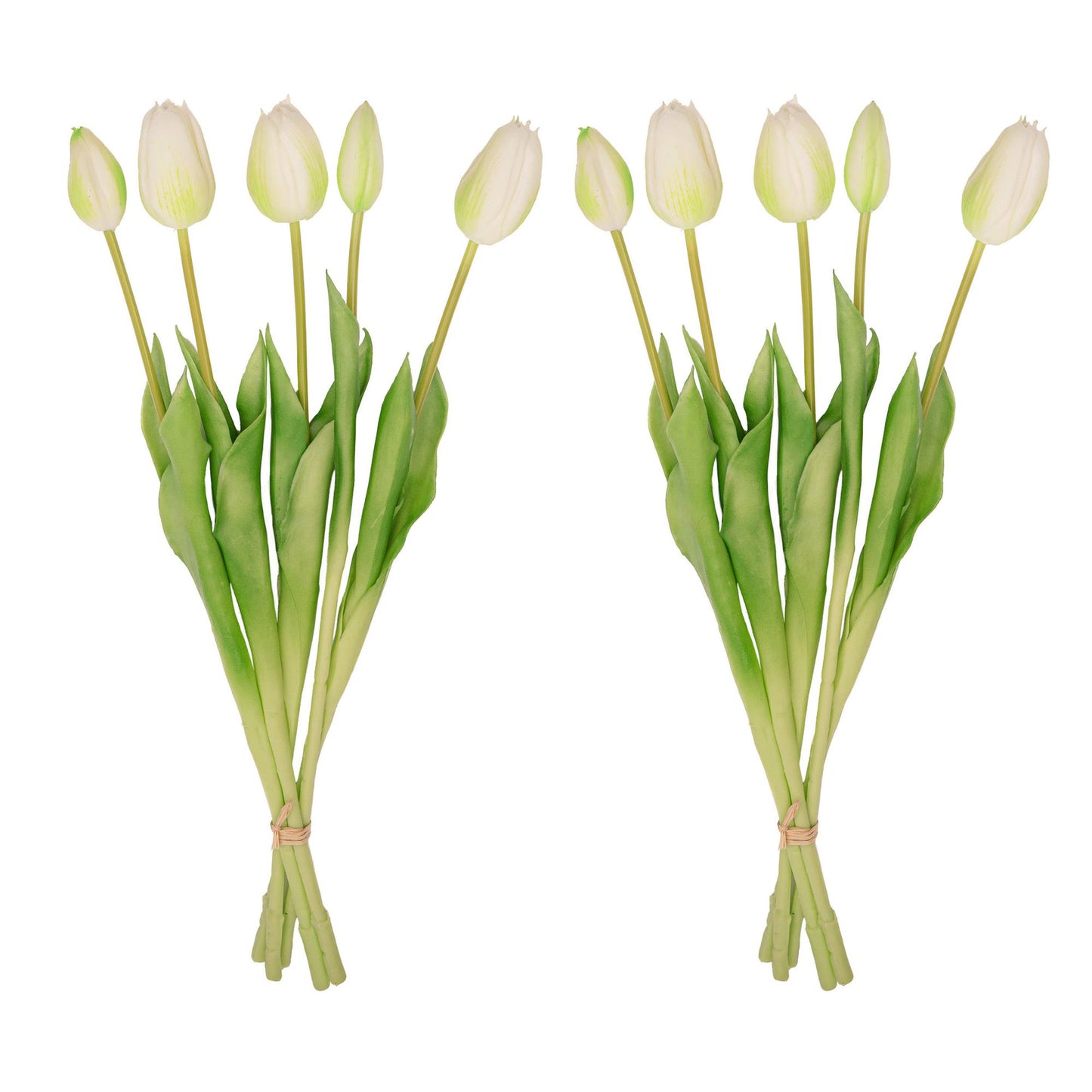 Vaas Lady 'Sunny' ↨21.5 cm + 10x real touch Tulpen Wit