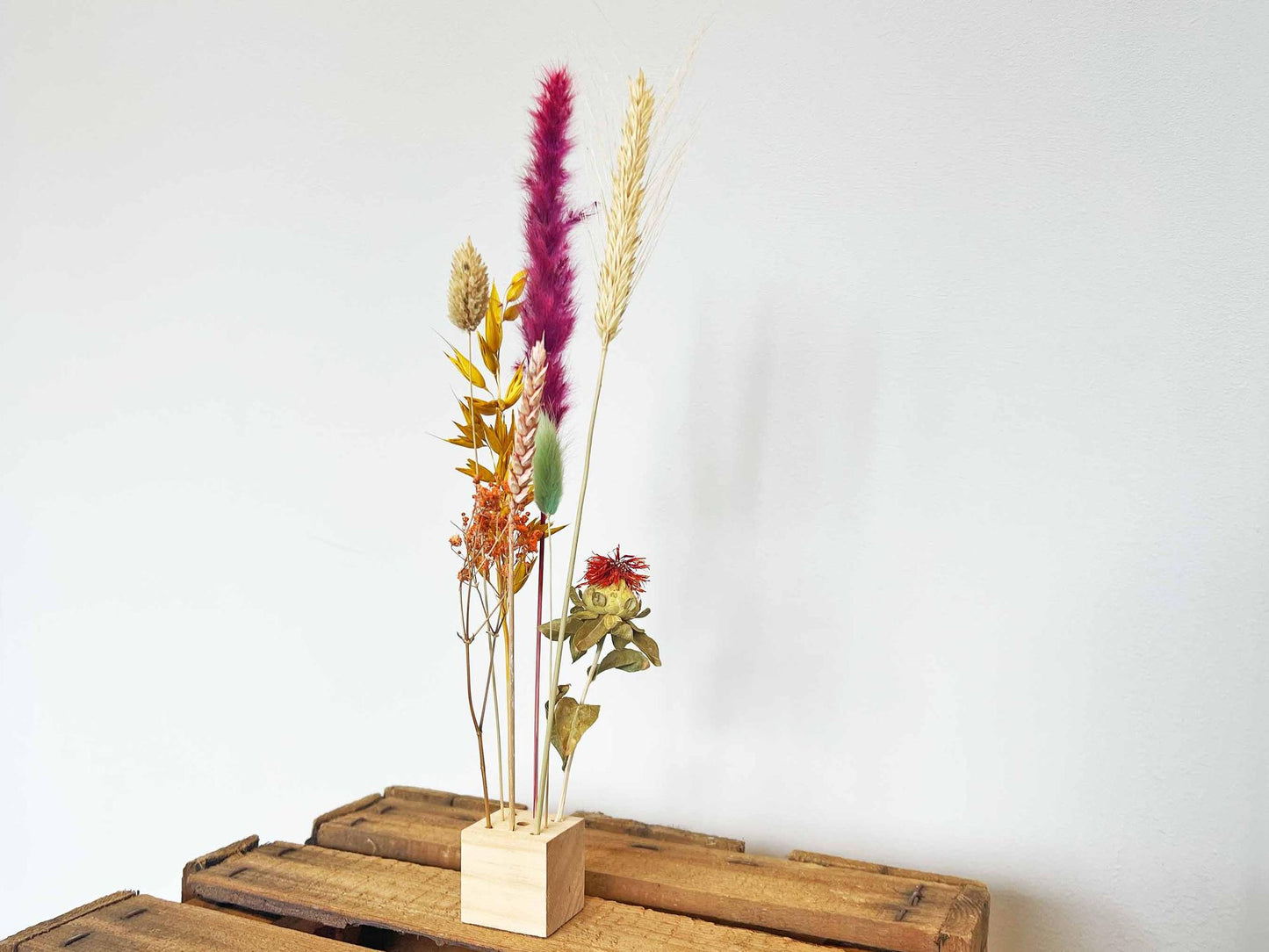 Houten Gedroogde Bloemenstand - S - Bloemen en Kruiden + Gedroogde Bloemarrangementen