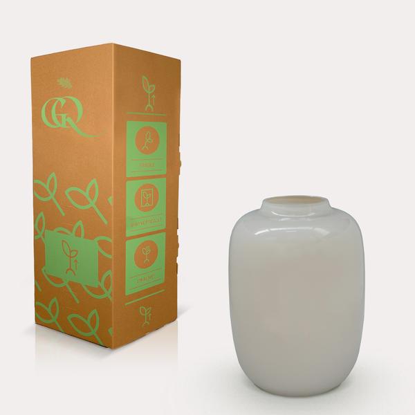 Vaas van glas Artic ivory - ↨35cm - Ø25cm