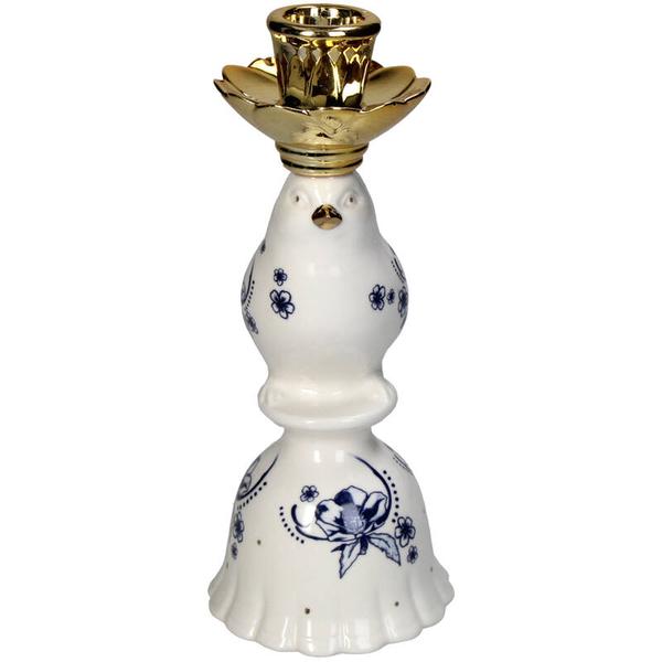 Vogel Porselein delfts Blauwe kandelaar ↨21 cm