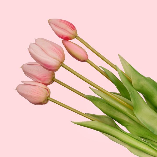Vaas aardbeien meisje ↨20 cm + 10x real touch Tulpen Roze