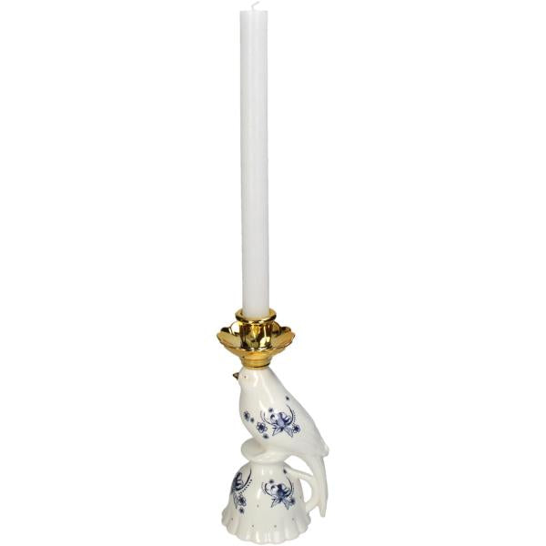 Vogel Porselein delfts Blauwe kandelaar ↨21 cm