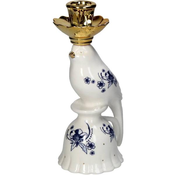Vogel Porselein delfts Blauwe kandelaar ↨21 cm