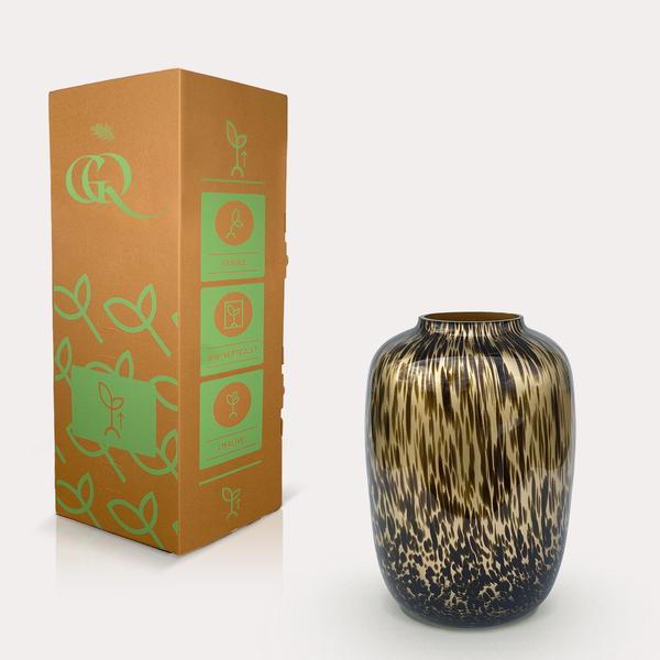 Vaas van glas Artic Cheetah gold - ↨35cm - Ø25cm