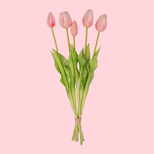 Vaas aardbeien meisje ↨20 cm + 10x real touch Tulpen Roze