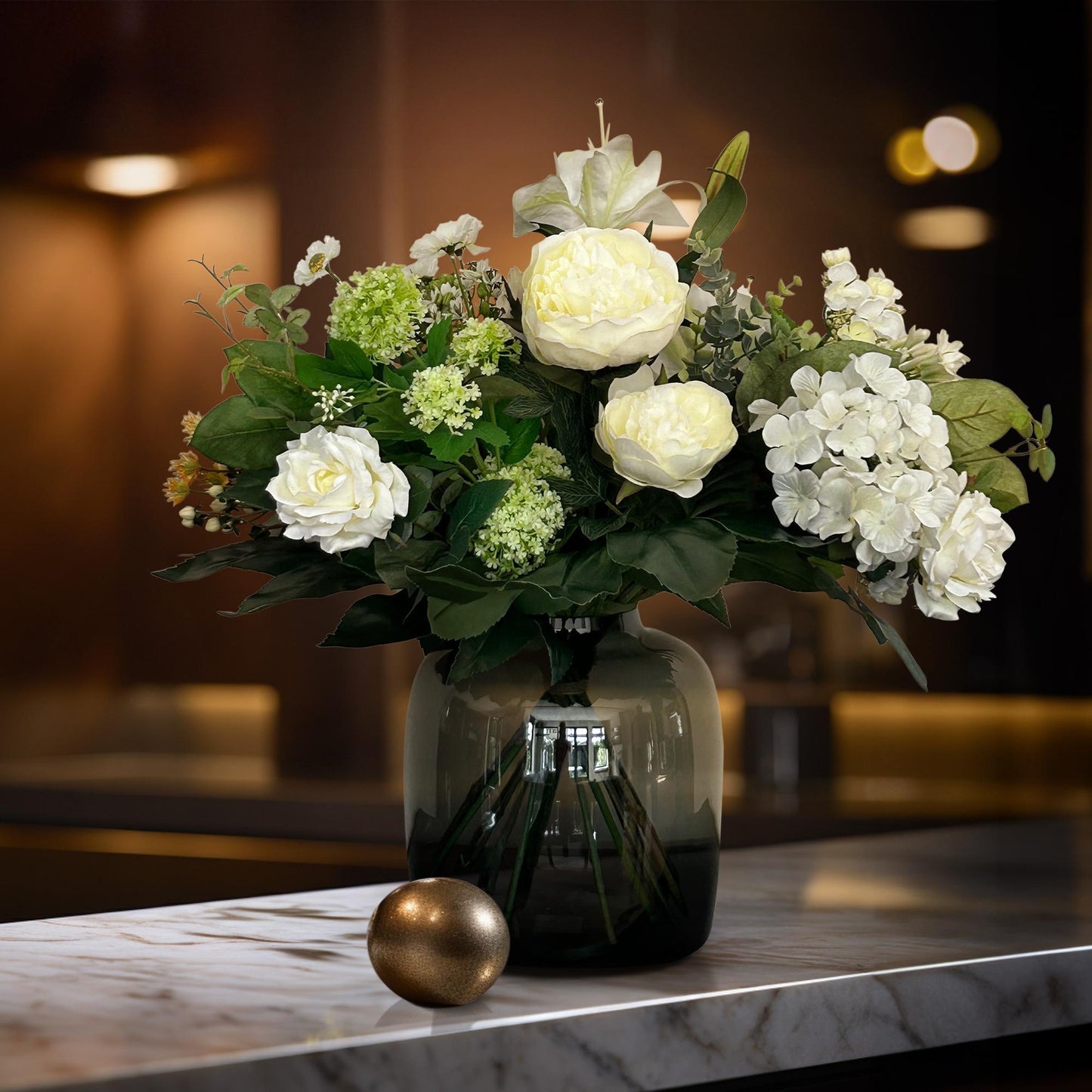 Kunstbloemen boeket - White Dream - ↨60 cm