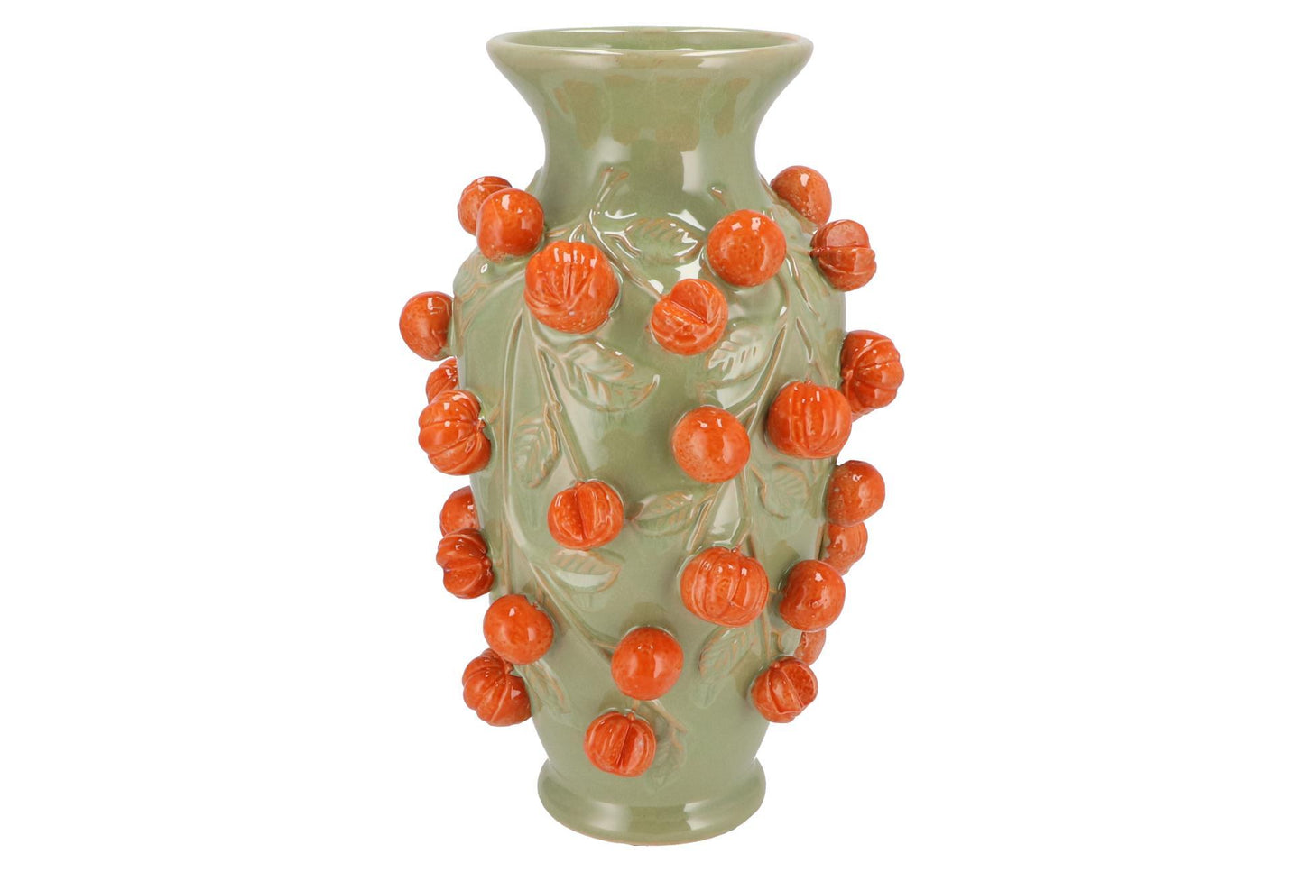 Vaas van steen pistache groen - mandarijn - ↨38cm - Ø24cm