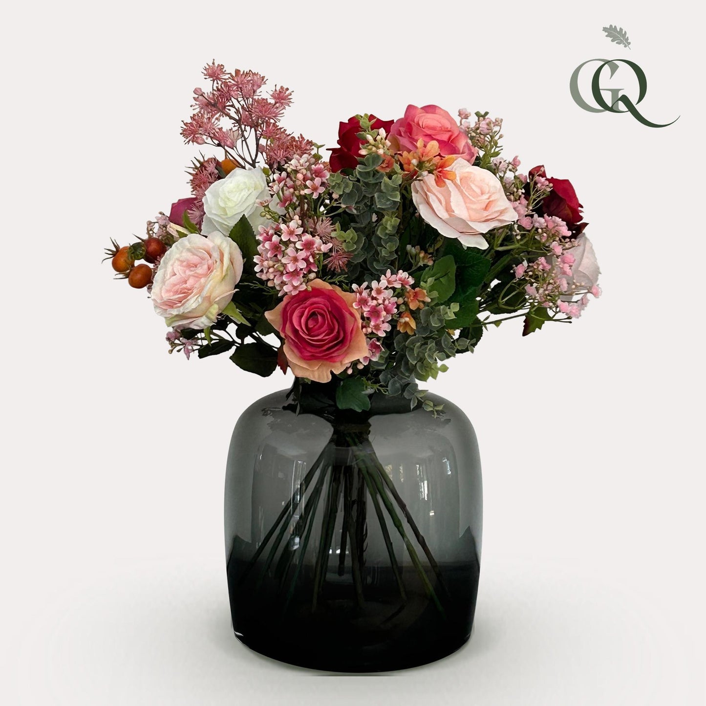 Kunstbloemen boeket - Flame Roses - ↨45cm
