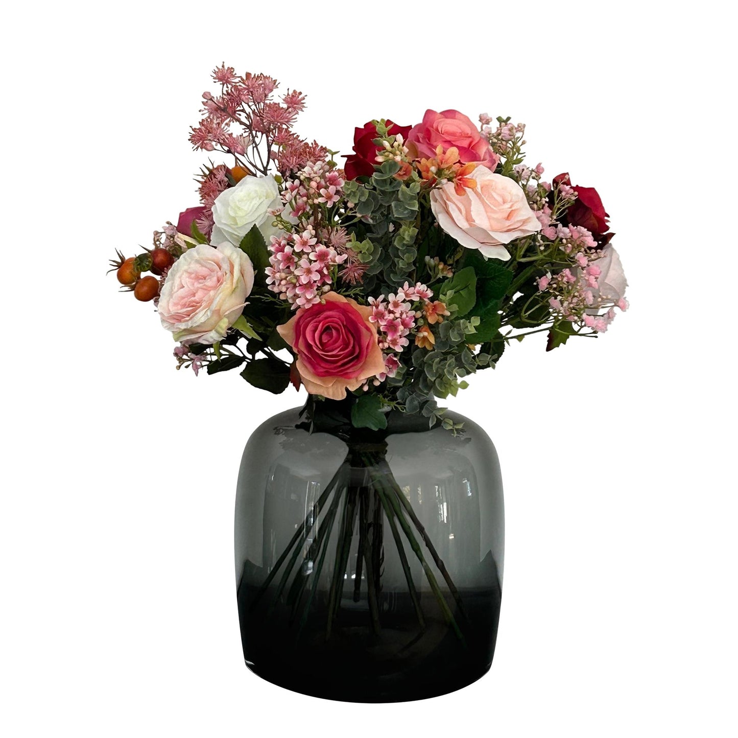 Kunstbloemen boeket - Flame Roses - ↨45cm