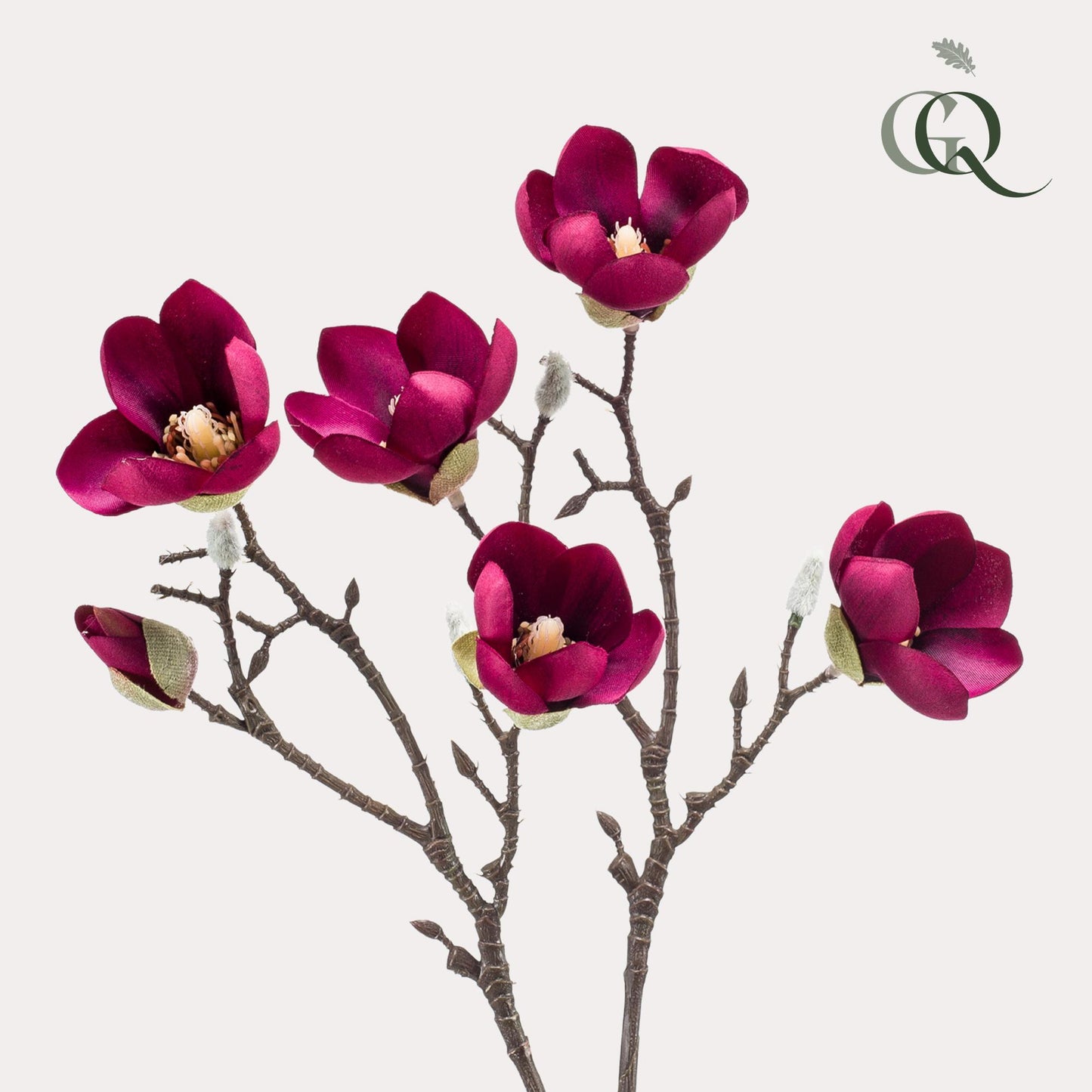 Kunstbloemen magnolia bloem Bordeaux x8 - ↨65cm