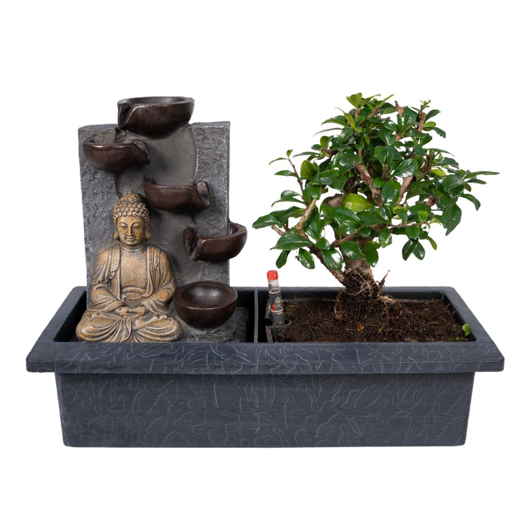 Bonsai waterval met boeddha - ↨25cm