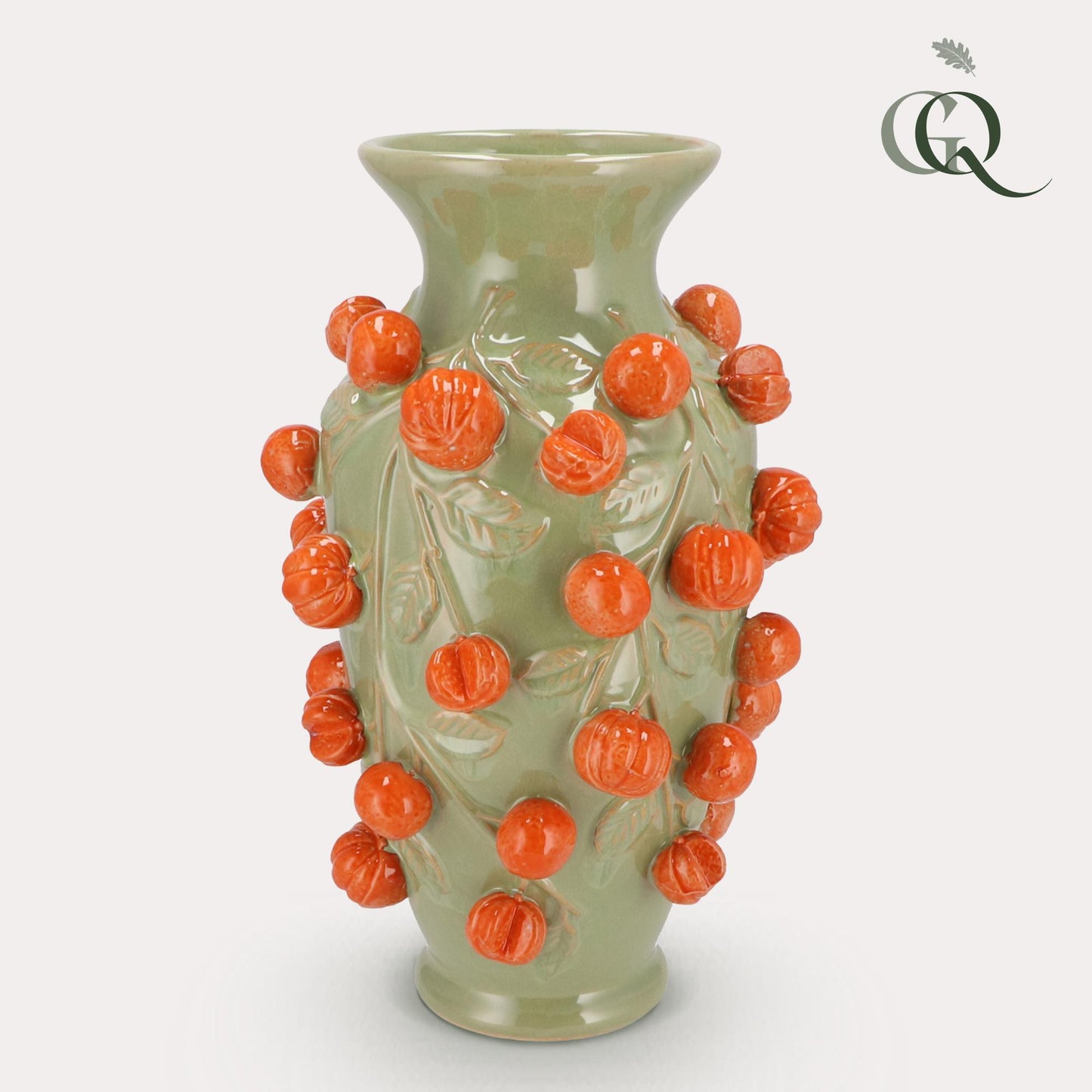 Vaas van steen pistache groen - mandarijn - ↨38cm - Ø24cm