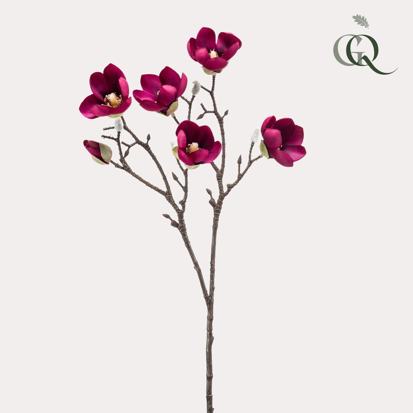 Kunstbloemen magnolia bloem Bordeaux x8 - ↨65cm