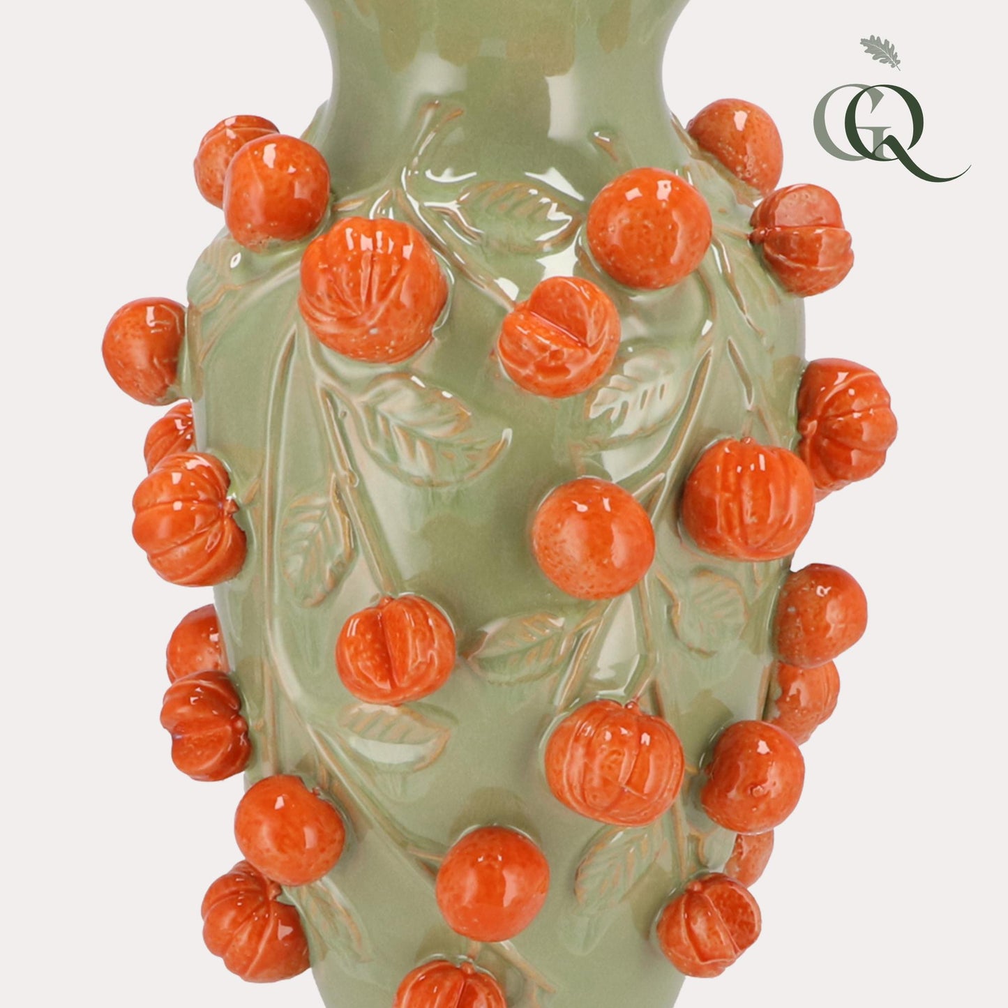 Vaas van steen pistache groen - mandarijn - ↨38cm - Ø24cm
