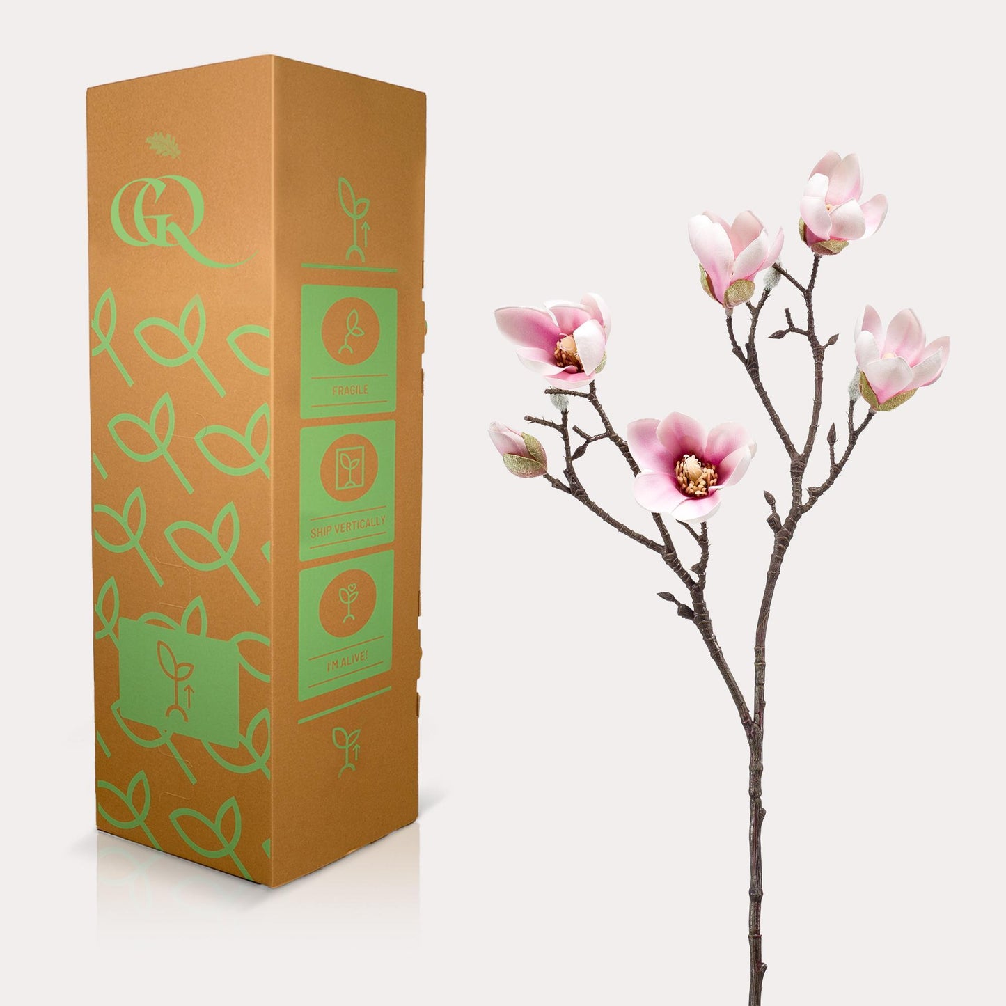 Kunstbloemen magnolia bloem Roze x8 - ↨65cm