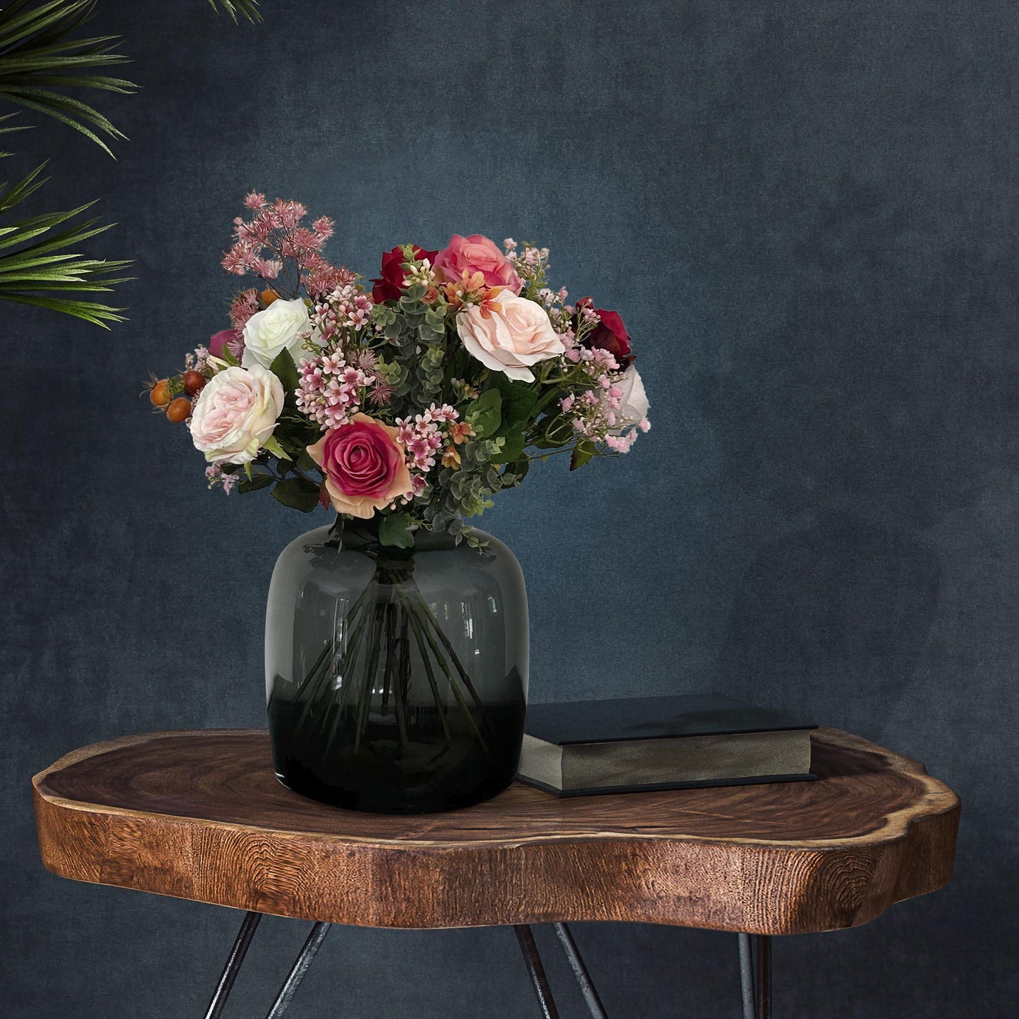 Kunstbloemen boeket - Flame Roses - ↨45cm