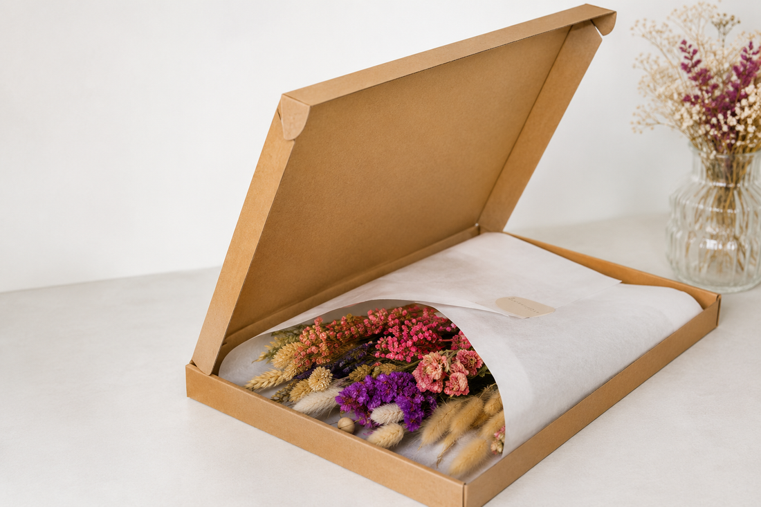 Droogbloemen door de brievenbus