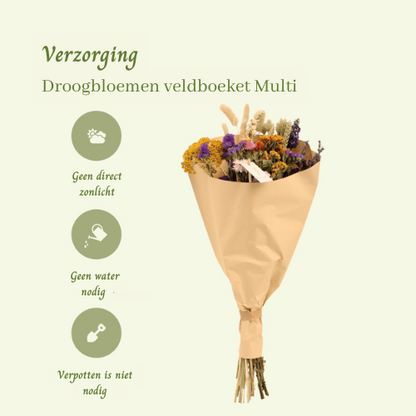 Droogbloemen veldboeket Multi - ↨60cm - Ø25cm