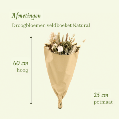 Droogbloemen veldboeket Natural - ↨60cm - Ø25cm