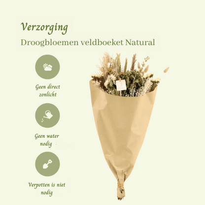 Droogbloemen veldboeket Natural - ↨60cm - Ø25cm