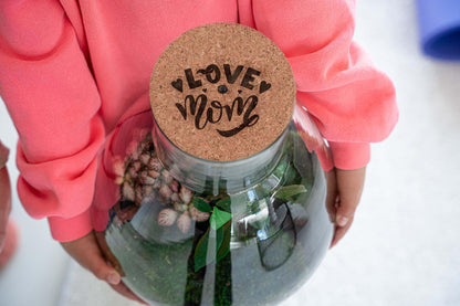 LOVE MOM Terrarium Sam met LED verlichting - Moederdag cadeau - ↨30cm - Ø24.5cm
