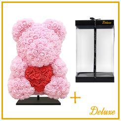 Beer deluxe: Luxe lichtroze foam met rood hart op standaard - ↨40cm