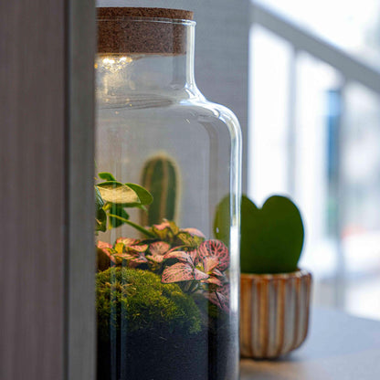 LOVE MOM Terrarium Little Milky met LED Verlichting - Moederdag Cadeau - ↨25cm - Ø17cm