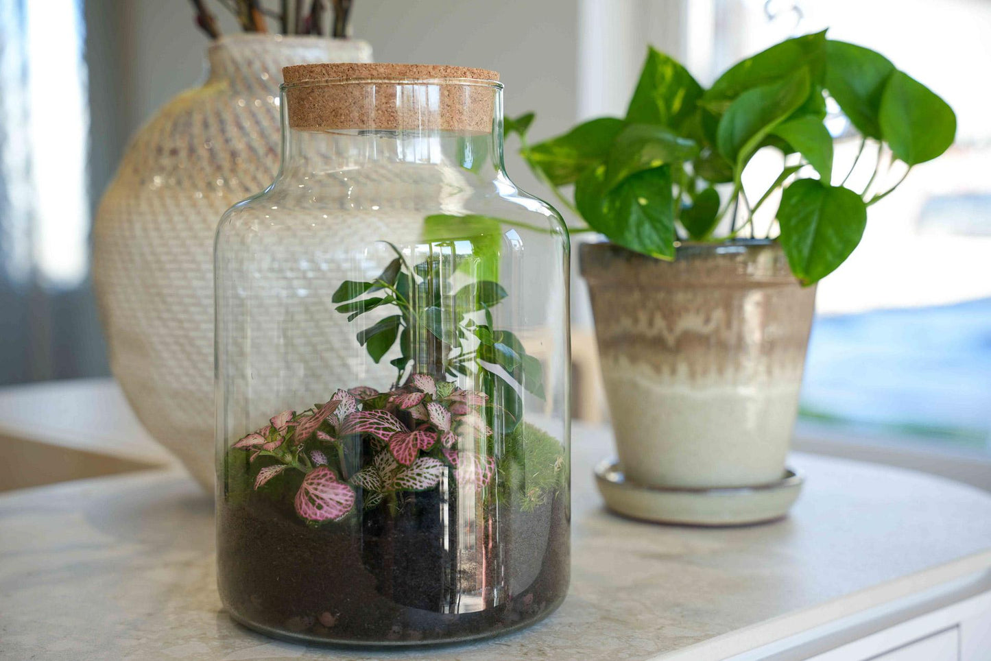 LOVE MOM Terrarium Little Milky met LED Verlichting - Moederdag Cadeau - ↨25cm - Ø17cm