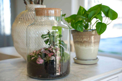 LOVE MOM Terrarium Little Milky met LED Verlichting - Moederdag Cadeau - ↨25cm - Ø17cm