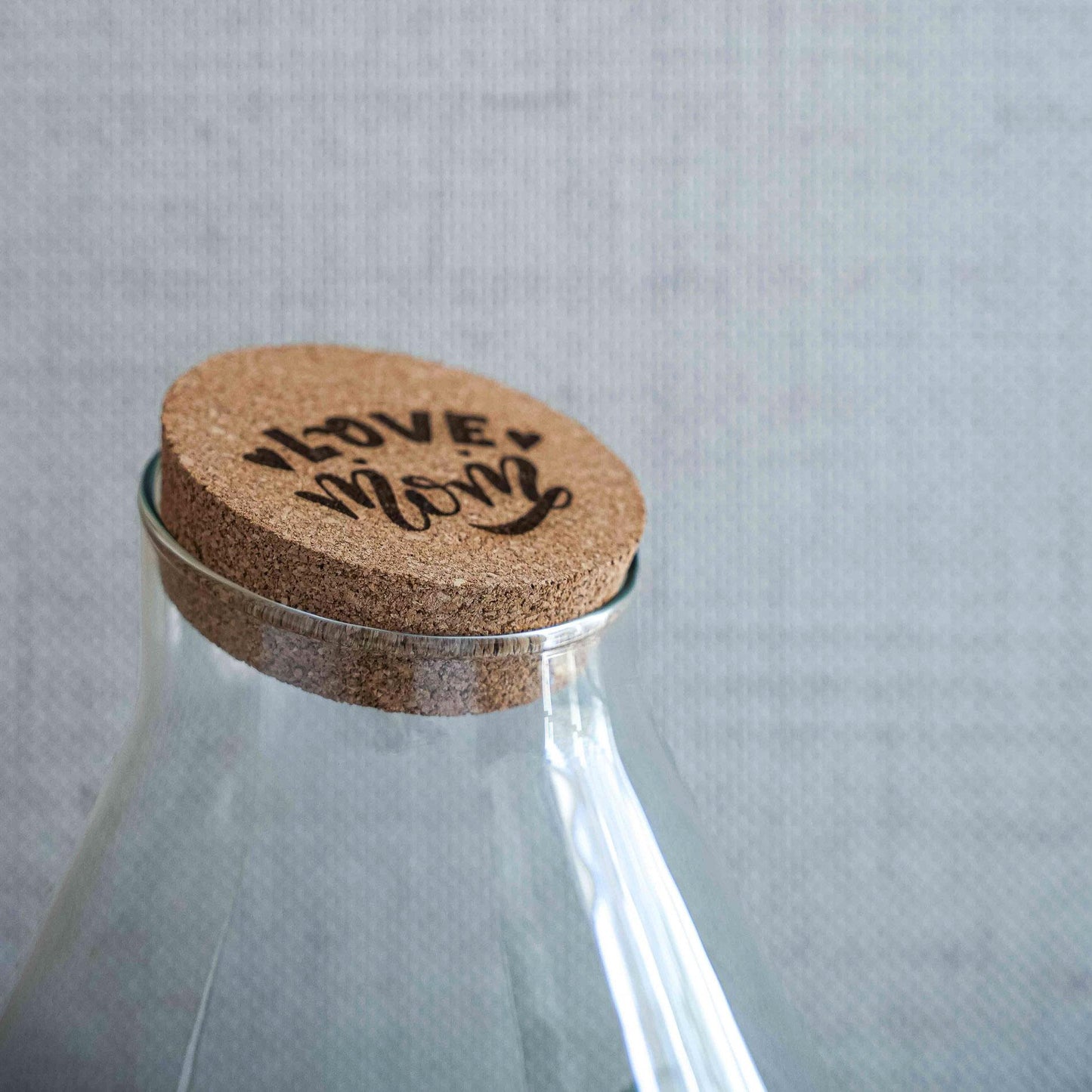LOVE MOM Terrarium Drop XL - Gegraveerde Kurk - Moederdag Cadeau - ↨37cm - Ø24cm
