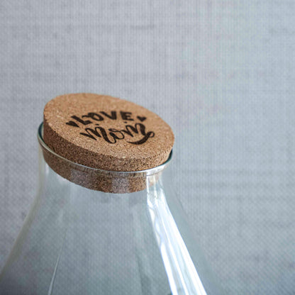 LOVE MOM Terrarium Drop XL - Gegraveerde Kurk - Moederdag Cadeau - ↨37cm - Ø24cm