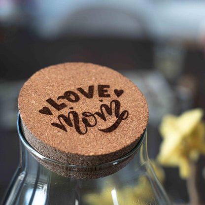LOVE MOM Terrarium Drop XL - Gegraveerde Kurk - Moederdag Cadeau - ↨37cm - Ø24cm
