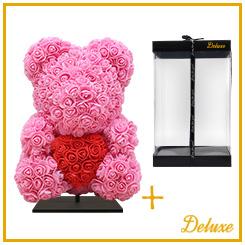 Beer deluxe: Luxe donkerroze foam met rood hart op standaard - ↨40cm