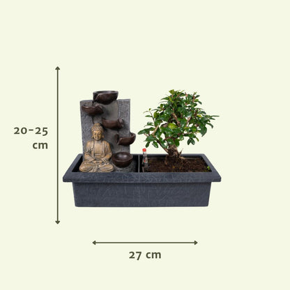 Bonsai waterval met boeddha - ↨25cm