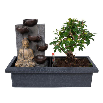 Bonsai waterval met boeddha - ↨25cm