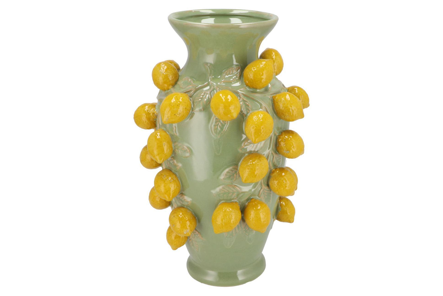Vaas van steen pistache groen - citroen - ↨38cm - Ø24cm